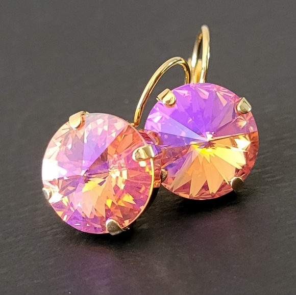 Austrian Crystal Earrings in Gold - Picture 9 of 14